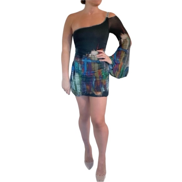 Jovani Mini One Shoulder Dress - Picture 2 of 6